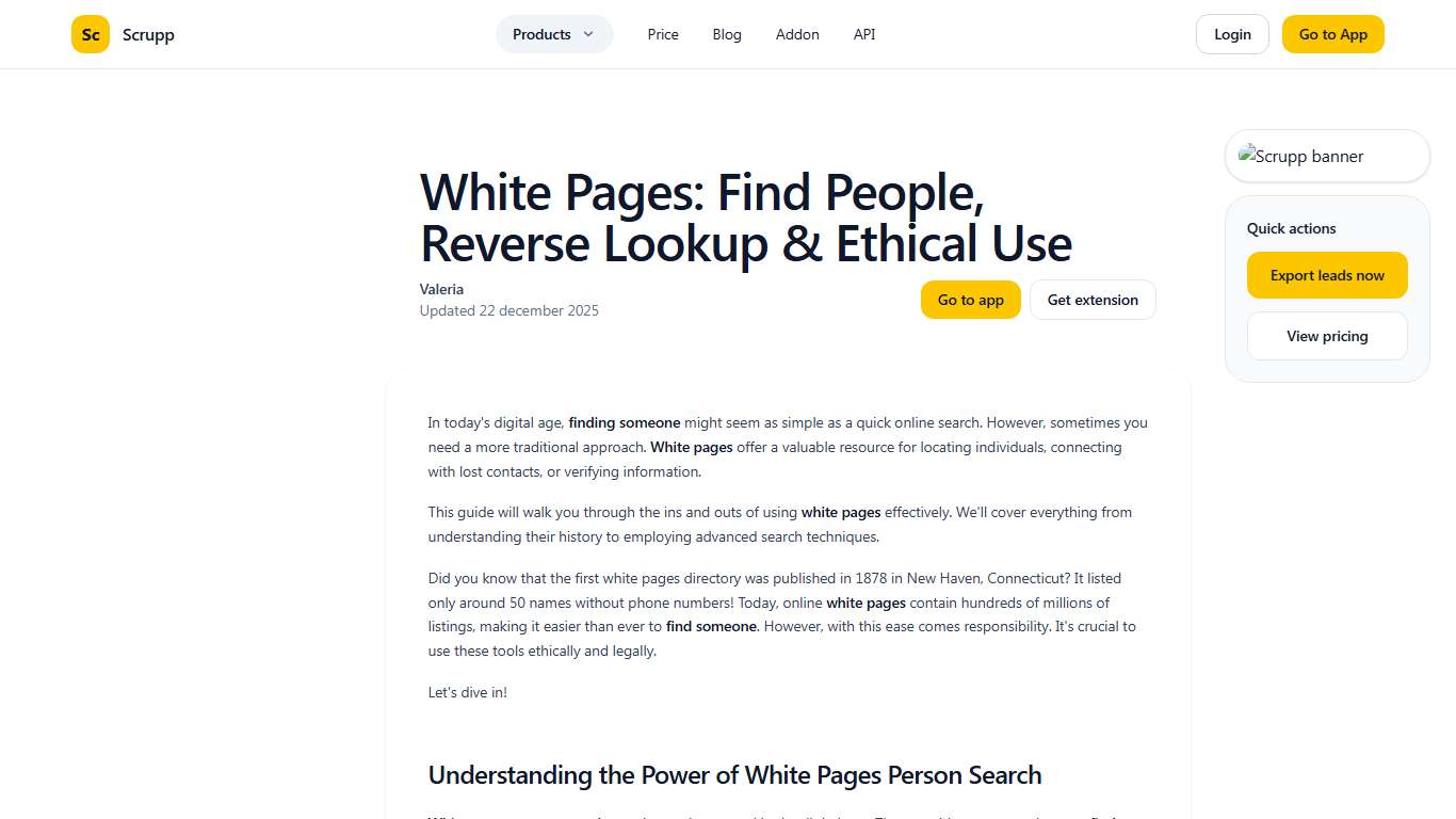 White Pages: Find People, Reverse Lookup & Ethical Use